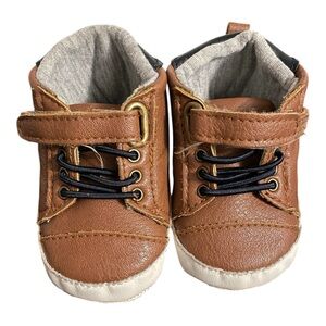 Baby Brown Leatherette High-Top Shoes